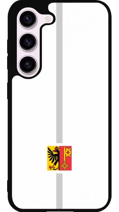 Coque Samsung Galaxy S23 - Silicone rigide noir Canton GE blanc
