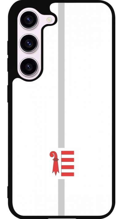 Coque Samsung Galaxy S23 - Silicone rigide noir Canton JU blanc