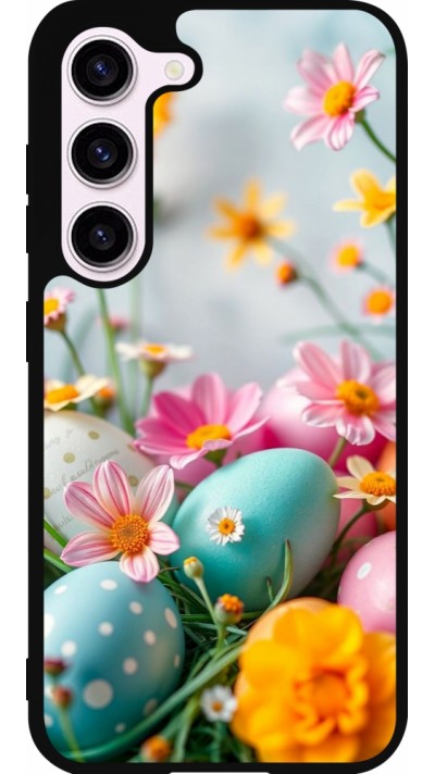 Coque Samsung Galaxy S23 - Silicone rigide noir Easter 2026 Eggs with flowers