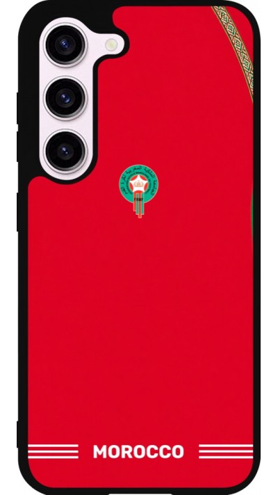 Coque Samsung Galaxy S23 - Silicone rigide noir Maillot de football Maroc 2026 personnalisable