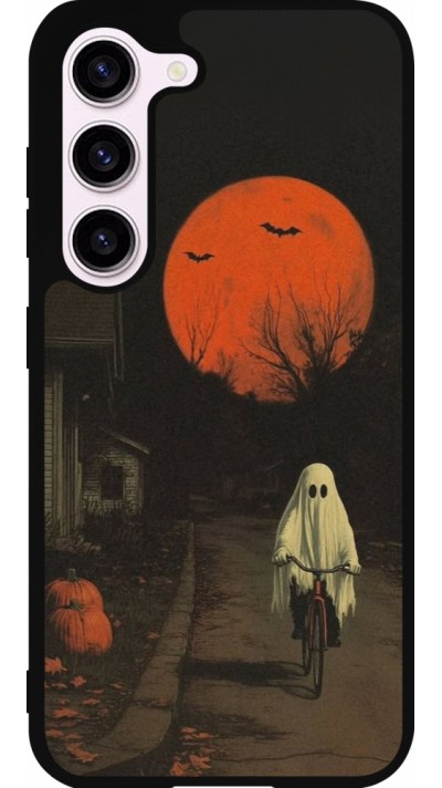 Samsung Galaxy S23 Case Hülle - Silikon schwarz Halloween 2025 Ghost on a bicycle