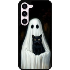 Coque Samsung Galaxy S23 - Silicone rigide noir Halloween 2025 Ghost with black cat