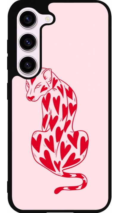 Coque Samsung Galaxy S23 - Silicone rigide noir Leopard with hearts 2026