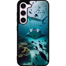 Coque Samsung Galaxy S23 - Silicone rigide noir Manta Lagon Nettoyage
