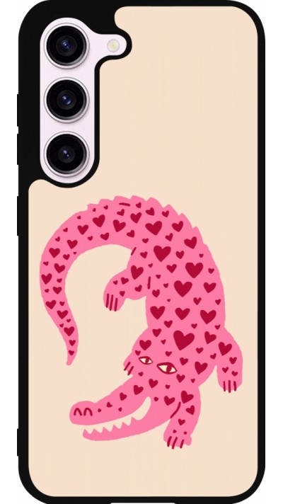 Coque Samsung Galaxy S23 - Silicone rigide noir Pink crocodile 2026