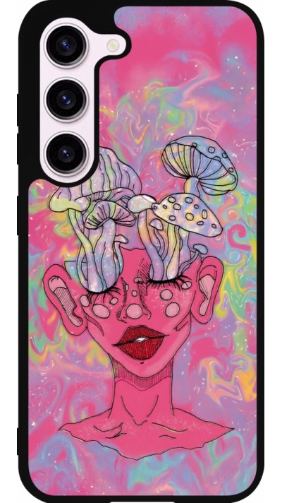 Coque Samsung Galaxy S23 - Silicone rigide noir Psychedelic pink mushroom