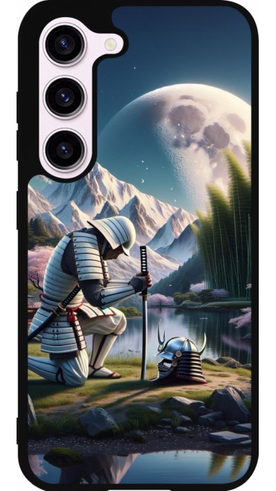 Coque Samsung Galaxy S23 - Silicone rigide noir Samurai Katana Lune