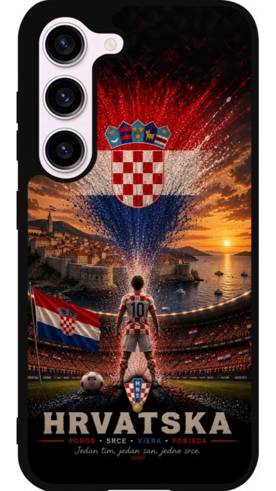 Coque Samsung Galaxy S23 - Silicone rigide noir Football Croatie splash 2026