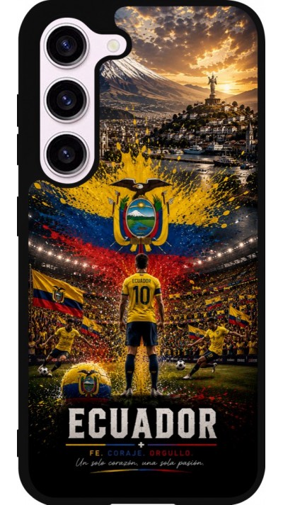 Coque Samsung Galaxy S23 - Silicone rigide noir Football Équateur splash 2026