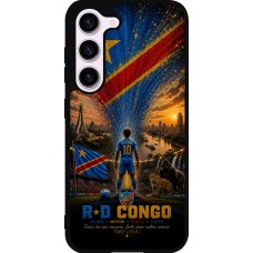 Coque Samsung Galaxy S23 - Silicone rigide noir Football République démocratique du Congo splash 2026