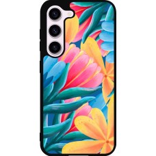 Samsung Galaxy S23 Case Hülle - Silikon schwarz Spring 23 colorful flowers
