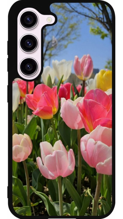 Coque Samsung Galaxy S23 - Silicone rigide noir Tulips 2026