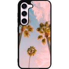 Coque Samsung Galaxy S23 - Silicone rigide noir Summer 2025 Palmiers