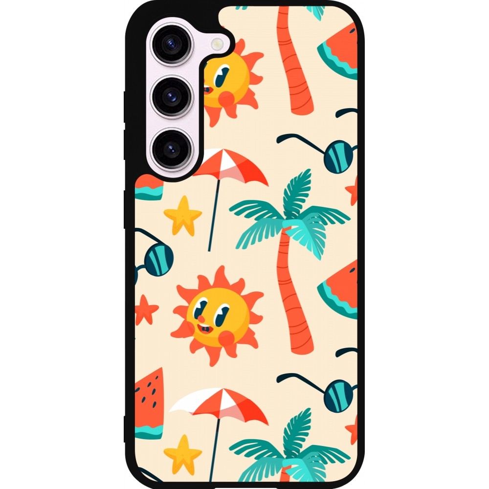 Coque Samsung Galaxy S23 - Silicone rigide noir Summer 2025 Pattern soleil