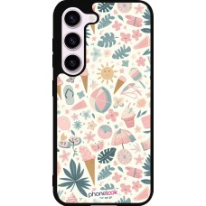 Coque Samsung Galaxy S23 - Silicone rigide noir Summer Pink Pattern