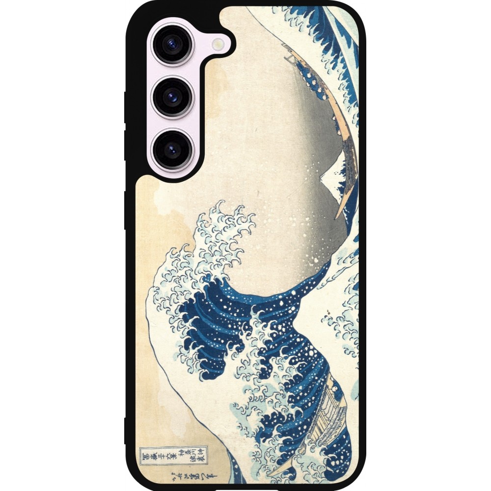 Coque Samsung Galaxy S23 - Silicone rigide noir Tableau art - La Grande Vague de Kanagawa - Hokusai