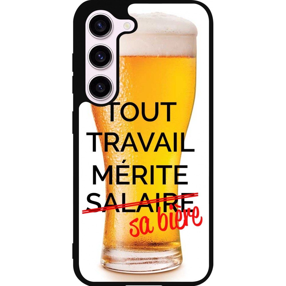 Coque Samsung Galaxy S23 - Silicone rigide noir Tout travail mérite sa bière