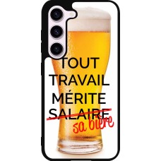 Coque Samsung Galaxy S23 - Silicone rigide noir Tout travail mérite sa bière