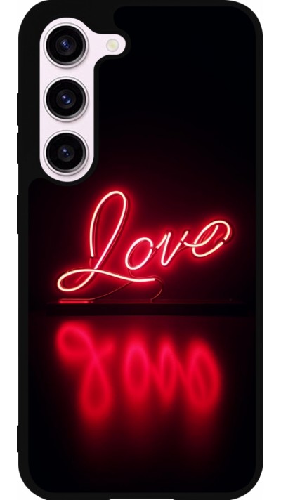 Coque Samsung Galaxy S23 - Silicone rigide noir Valentine 2025 Neon Love