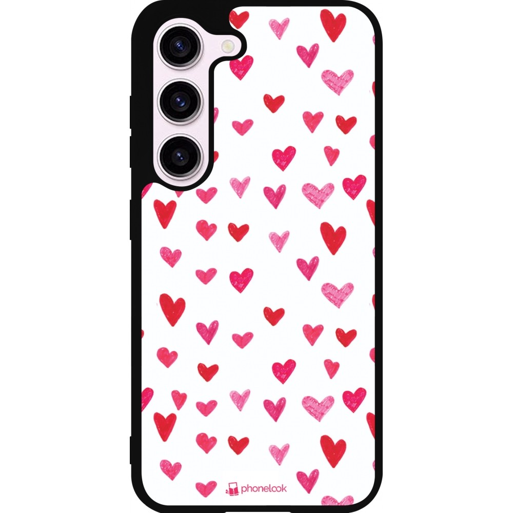 Samsung Galaxy S23 Case Hülle - Silikon schwarz Valentine 2022 Many pink hearts