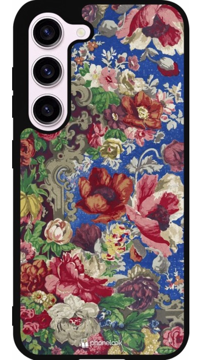 Coque Samsung Galaxy S23 - Silicone rigide noir Vintage Art Flowers