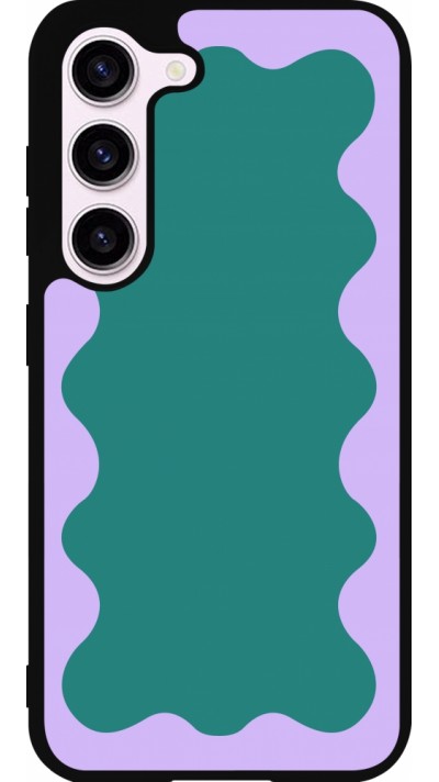 Coque Samsung Galaxy S23 - Silicone rigide noir Wavy Rectangle Green Purple