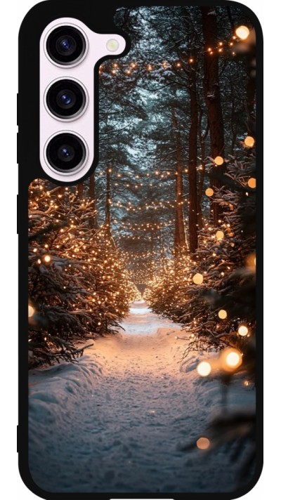 Coque Samsung Galaxy S23 - Silicone rigide noir Winter 25 Winter snowy road