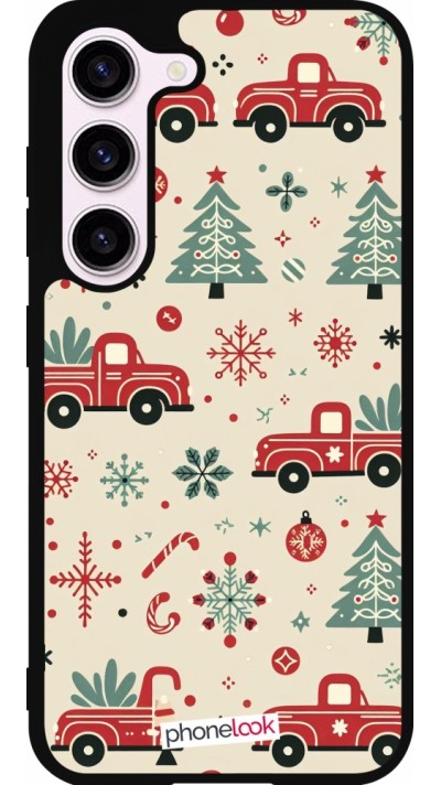 Coque Samsung Galaxy S23 - Silicone rigide noir Noël 2024 Camion Sapin