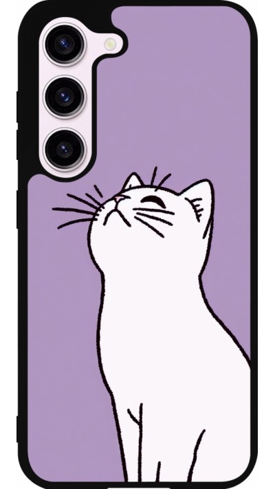 Coque Samsung Galaxy S23 FE - Silicone rigide noir Chat sur fond violet