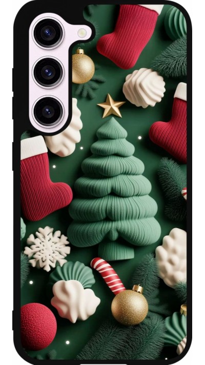 Coque Samsung Galaxy S23 FE - Silicone rigide noir Christmas 25 Christmas textiles