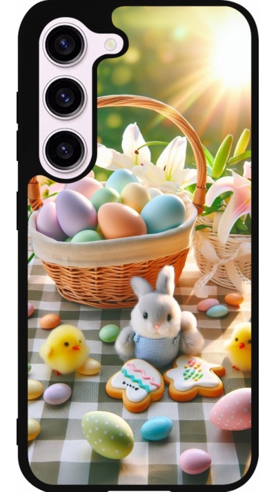 Coque Samsung Galaxy S23 FE - Silicone rigide noir Easter 2025 Panier Pâques