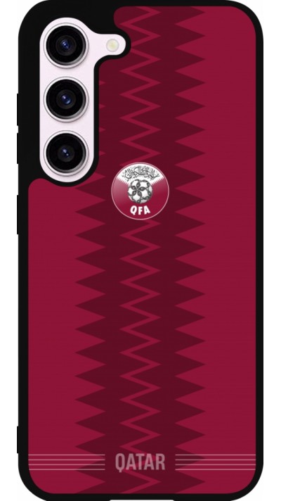 Coque Samsung Galaxy S23 FE - Silicone rigide noir Maillot de football Qatar 2026 personnalisable