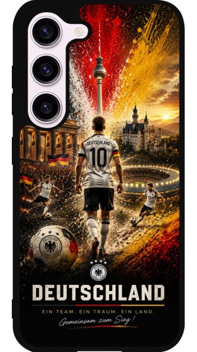 Coque Samsung Galaxy S23 FE - Silicone rigide noir Football Allemagne splash 2026