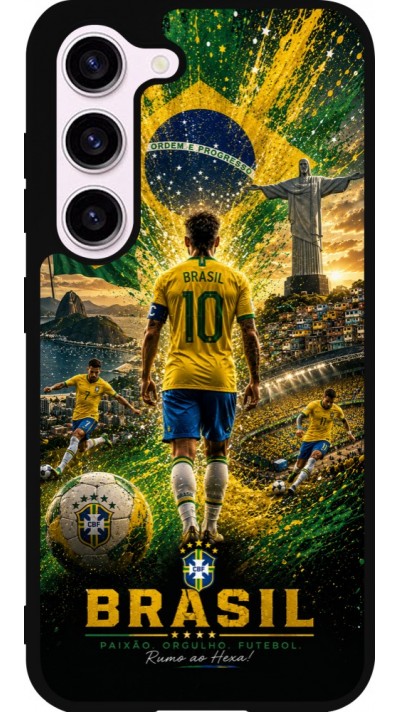 Coque Samsung Galaxy S23 FE - Silicone rigide noir Football Brésil splash 2026