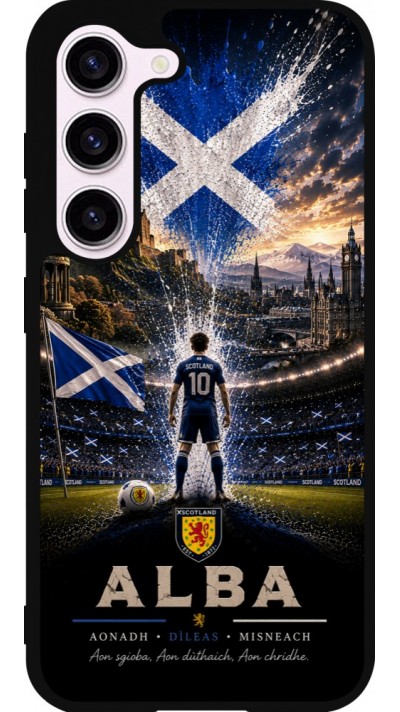 Coque Samsung Galaxy S23 FE - Silicone rigide noir Football Écosse splash 2026