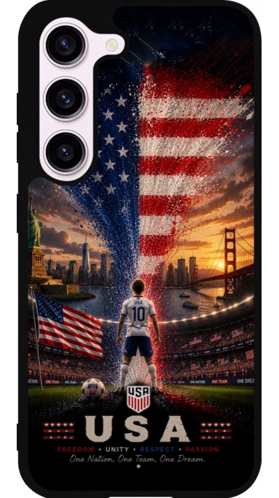 Coque Samsung Galaxy S23 FE - Silicone rigide noir Football États-Unis splash 2026