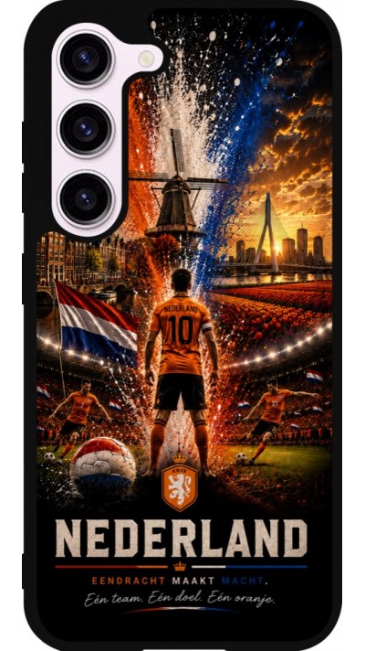 Coque Samsung Galaxy S23 FE - Silicone rigide noir Football Pays-Bas splash 2026