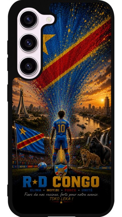 Coque Samsung Galaxy S23 FE - Silicone rigide noir Football République démocratique du Congo splash 2026