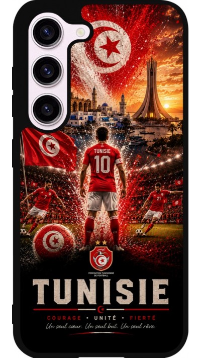 Coque Samsung Galaxy S23 FE - Silicone rigide noir Football Tunisie splash 2026
