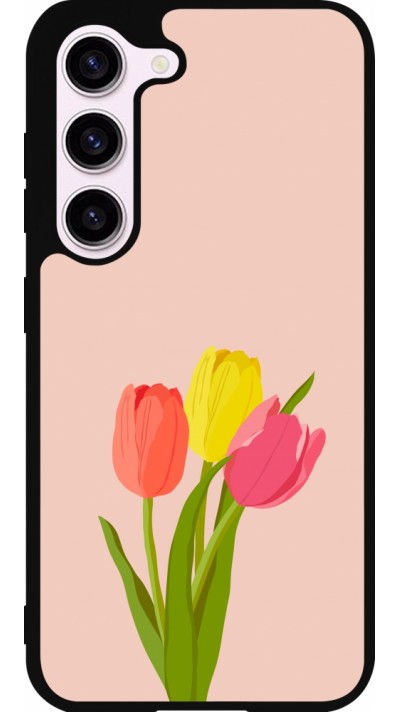 Samsung Galaxy S23 FE Case Hülle - Silikon schwarz Spring 23 tulip trio