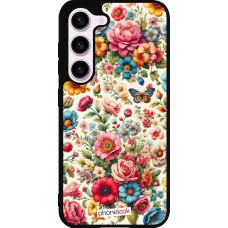 Coque Samsung Galaxy S23 FE - Silicone rigide noir Spring 25 printemps fleuri