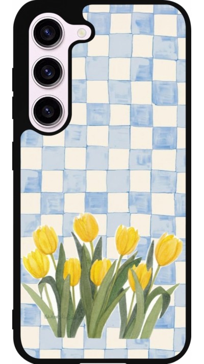 Coque Samsung Galaxy S23 FE - Silicone rigide noir Blue vichy tulips 2026