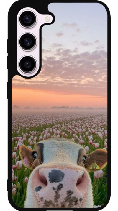 Coque Samsung Galaxy S23 FE - Silicone rigide noir Cow with tulips 2026
