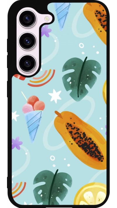 Coque Samsung Galaxy S23 FE - Silicone rigide noir Summer 2025 Pattern papaya