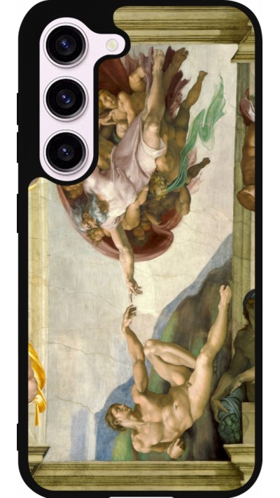Coque Samsung Galaxy S23 FE - Silicone rigide noir Tableau art - La Création d’Adam - Michel-Ange
