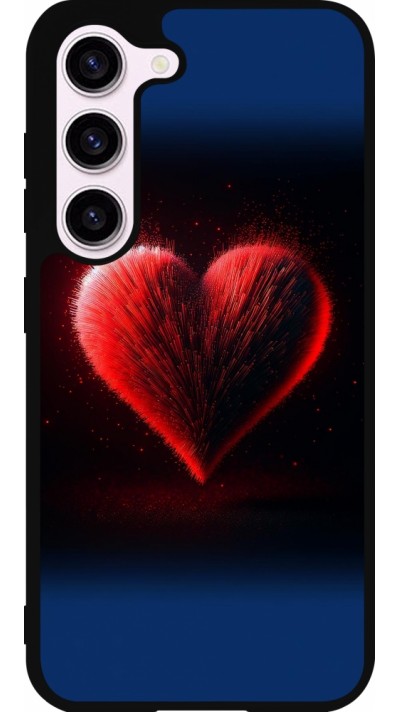 Coque Samsung Galaxy S23 FE - Silicone rigide noir Valentine 2025 coeur rouge