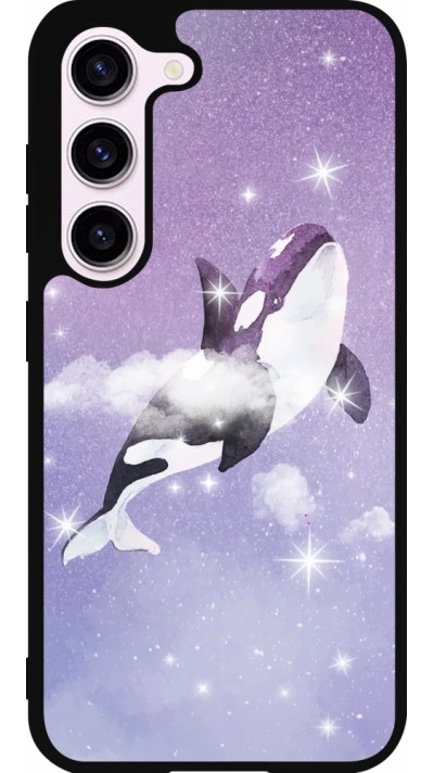 Coque Samsung Galaxy S23 FE - Silicone rigide noir Whale in sparking stars