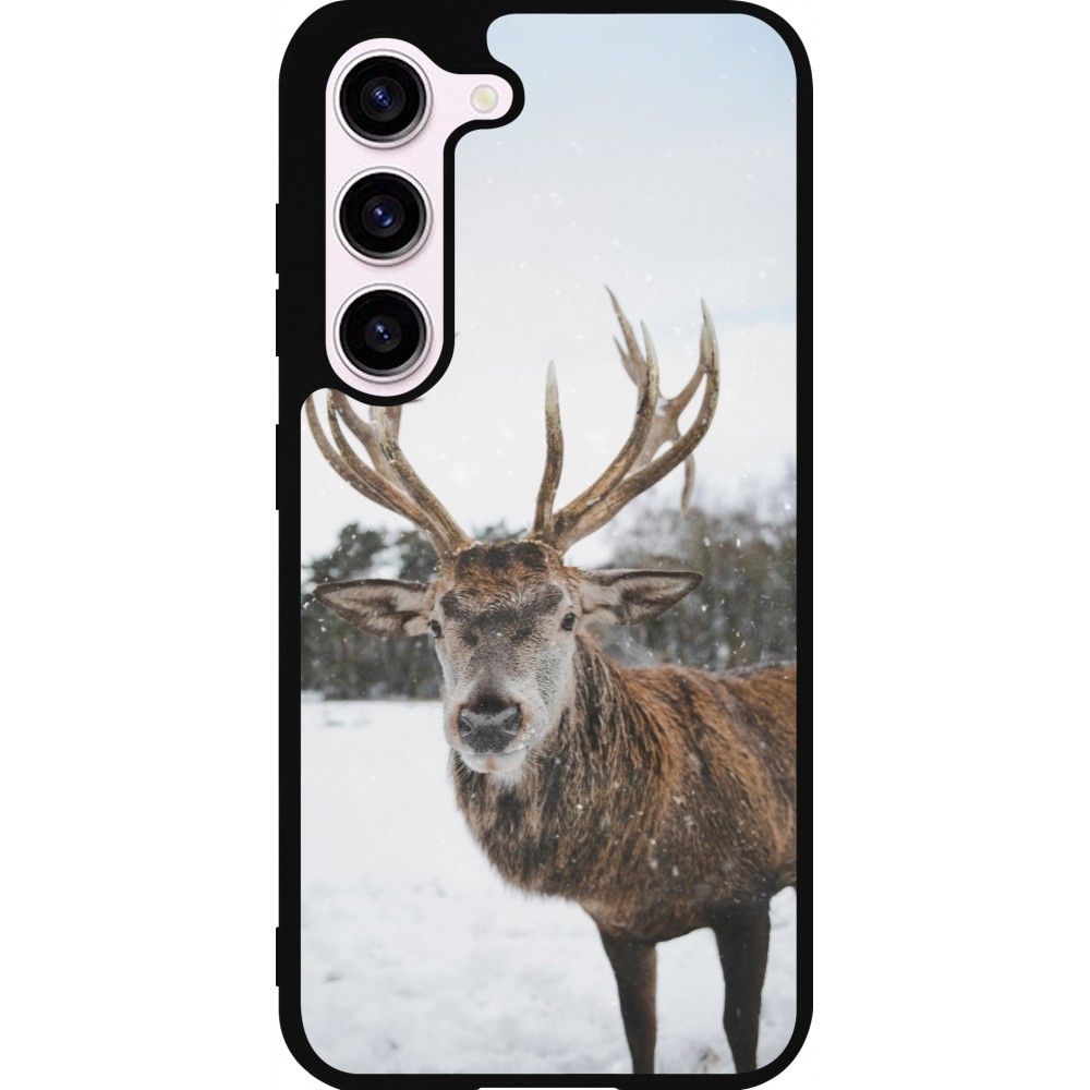Coque Samsung Galaxy S23 FE - Silicone rigide noir Winter 25 Winter reindeer