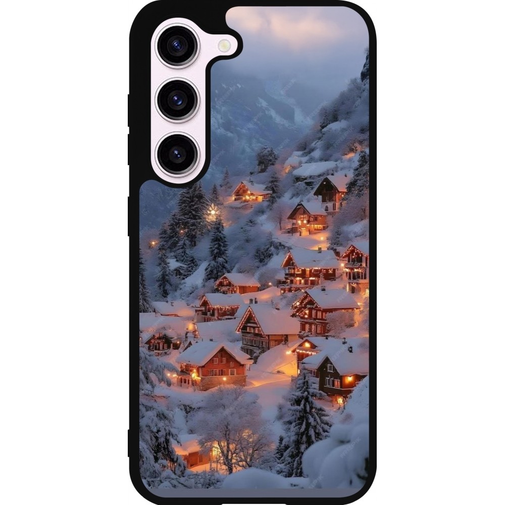 Coque Samsung Galaxy S23 FE - Silicone rigide noir Winter 25 Winter snowy village