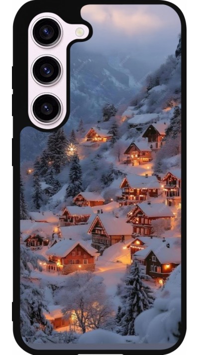 Coque Samsung Galaxy S23 FE - Silicone rigide noir Winter 25 Winter snowy village